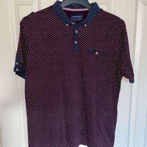 Maroon w/ white dots polo from Denim+Flowers